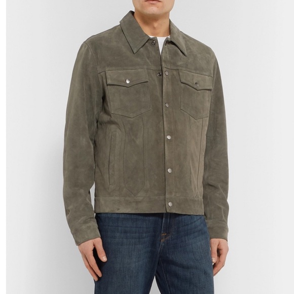 FRAME NWT Modern
Suede Trucker Jacket in Deep Army Sz M - Picture 2 of 12